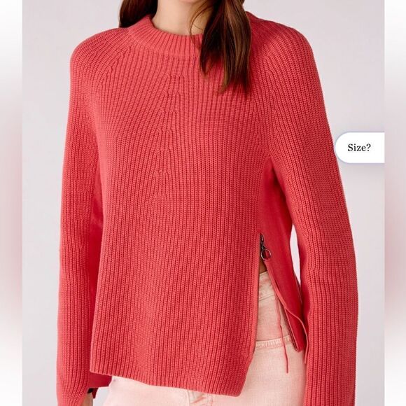 OUI RUBI JUMPER WITH ZIP Side Sweater 4 (cream/tan) - Picture 1 of 7